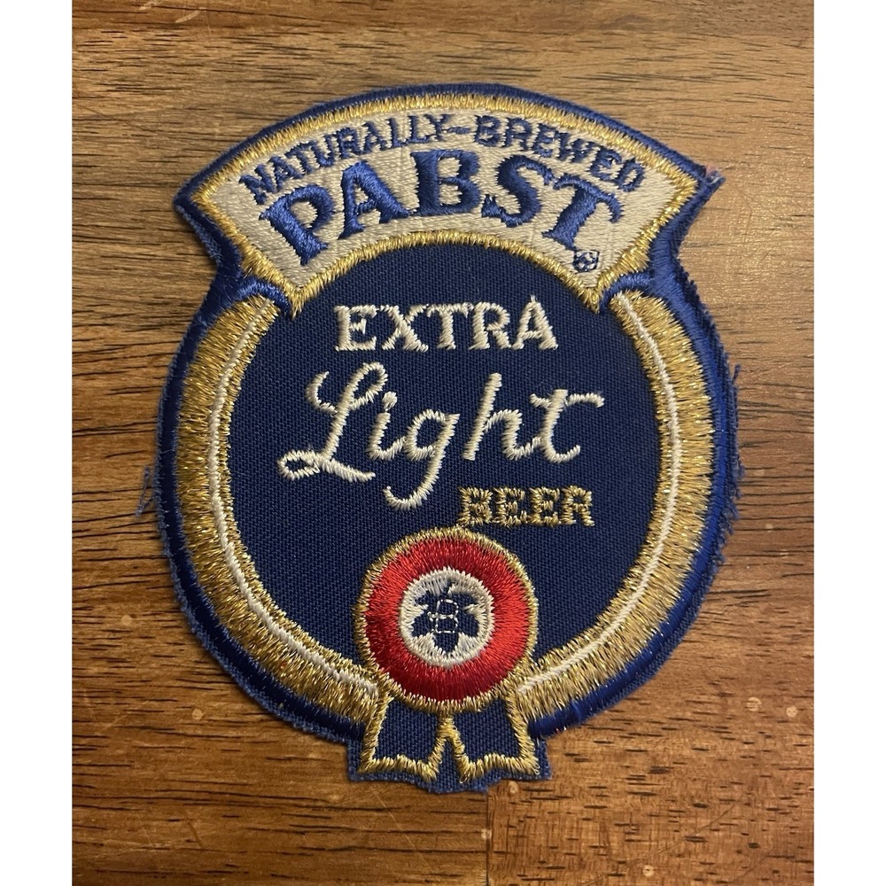 PABST BLUE RIBBON VINTAGE EXTRA LIGHT BEER EMBROIDERED PATCH NOS 6-1/4" X 7-3/4"